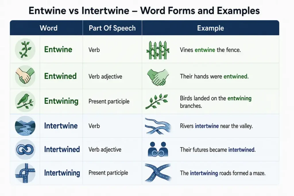Entwined Vs Intertwined Grammar And Word Forms
