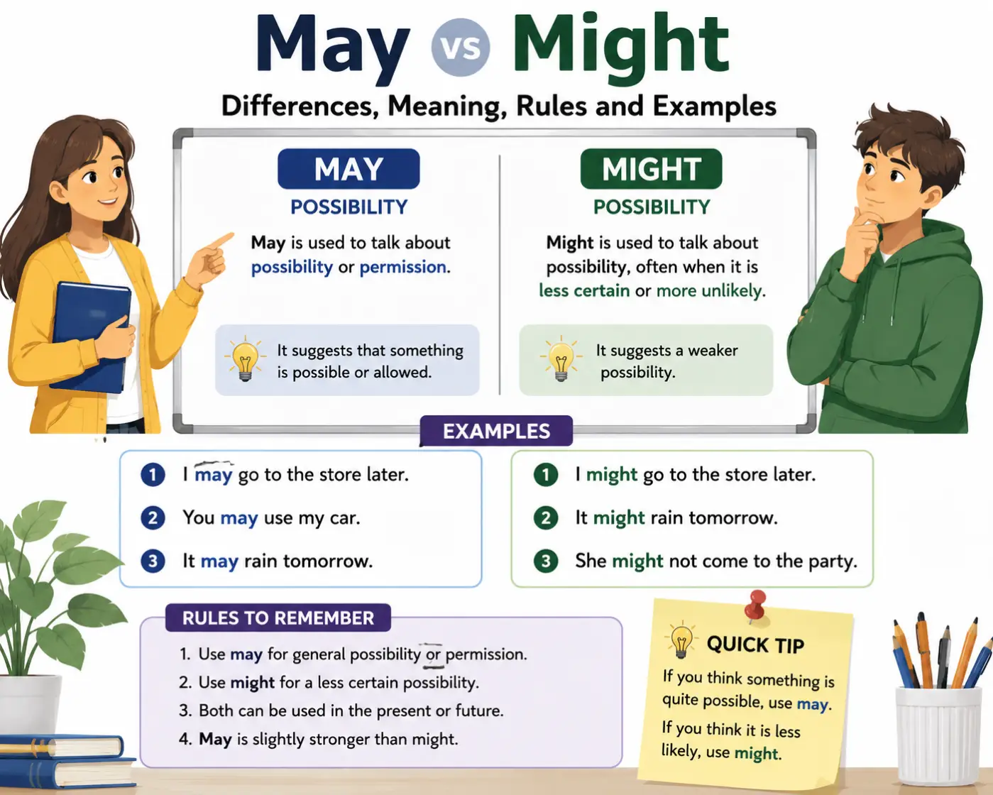 May or Might Differences Meaning Rules and Examples