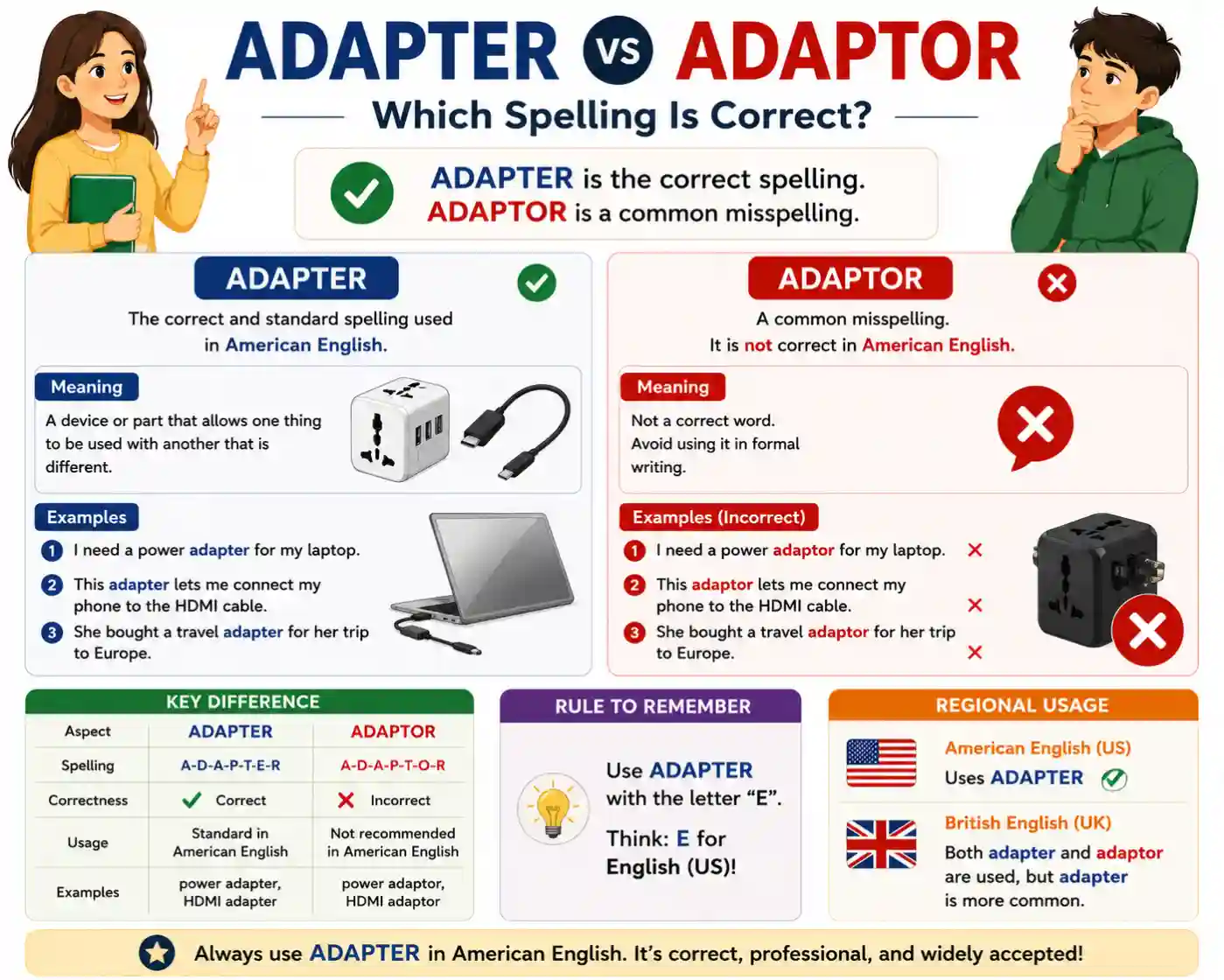 Adapter vs Adaptor Which Spelling Is Correct