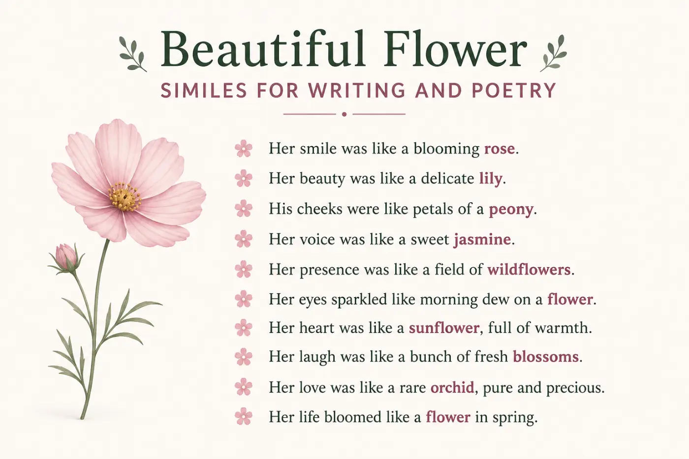 Beautiful Flower Similes For Writing And Poetry
