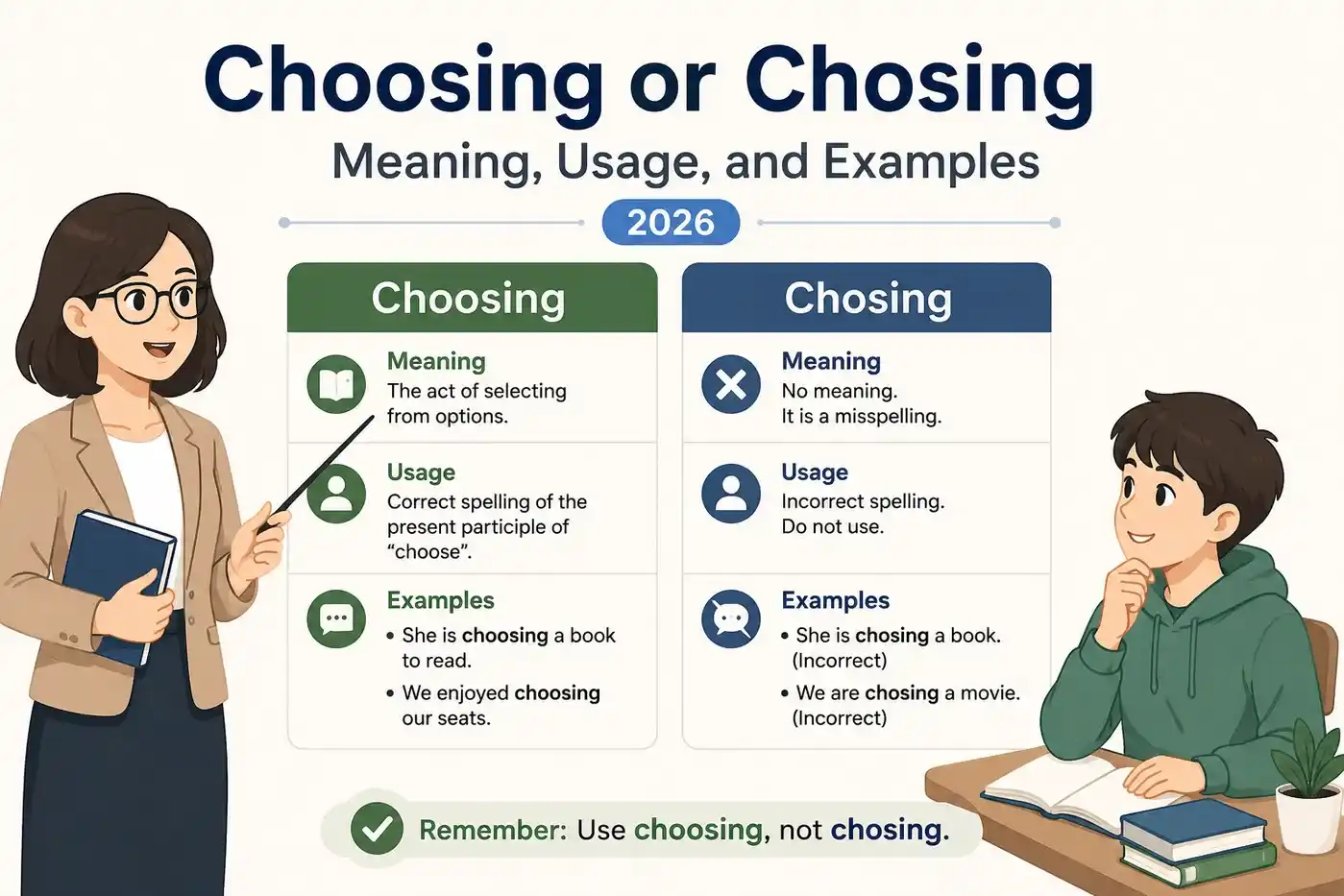 Choosing or Chosing Meaning, Usage and 20 Examples 2026