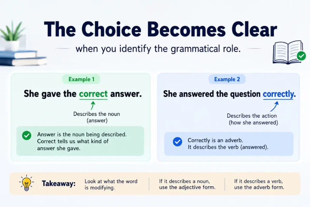 Correct or Correctly in a Sentence