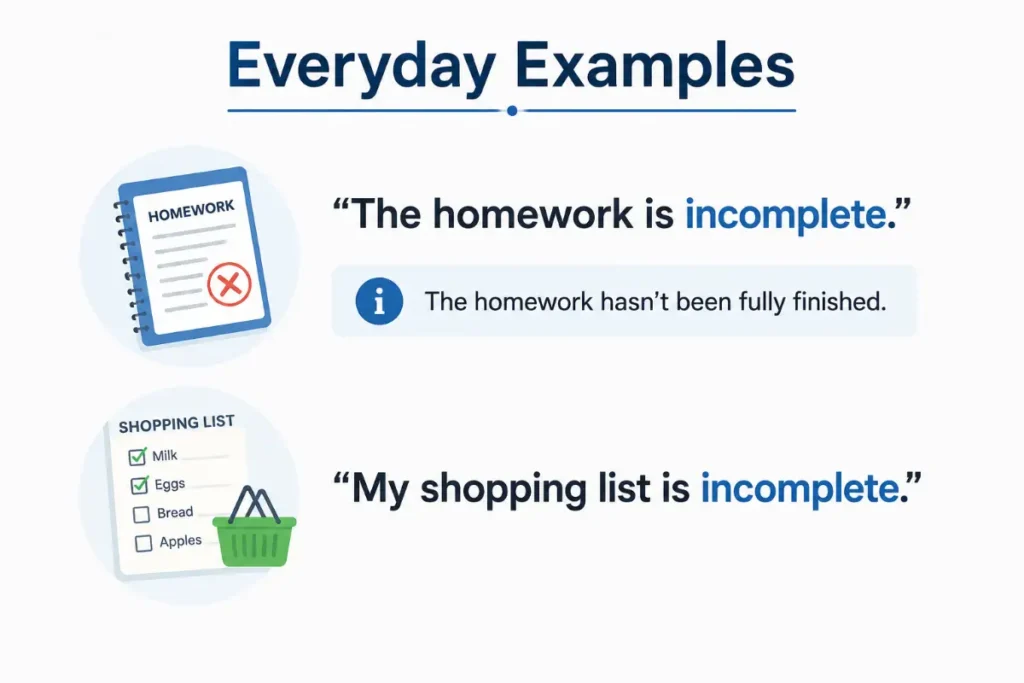 Examples of Incomplete in Sentences
