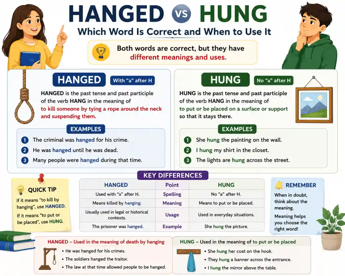 Hanged vs Hung Which Word Is Correct and When to Use It