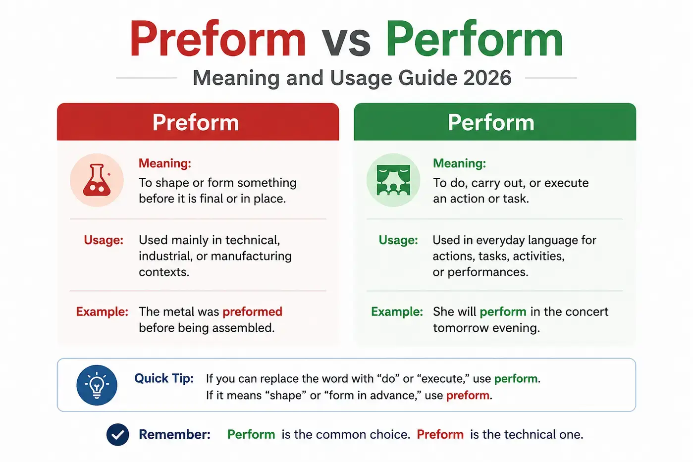 Preform vs Perform Meaning and Usage Guide in 2026
