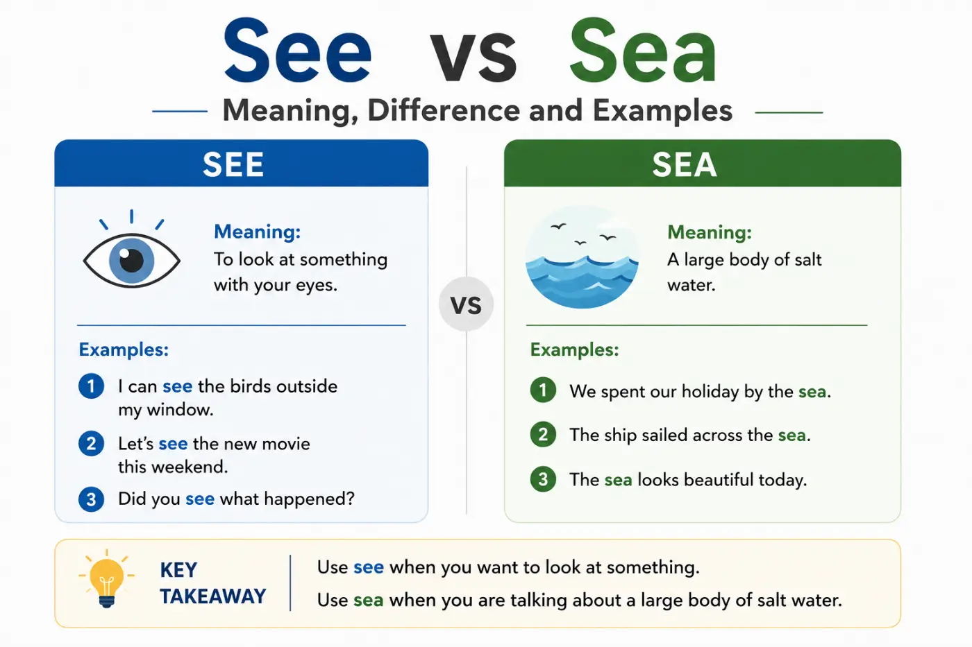 See vs Sea: Meaning, Difference and Examples