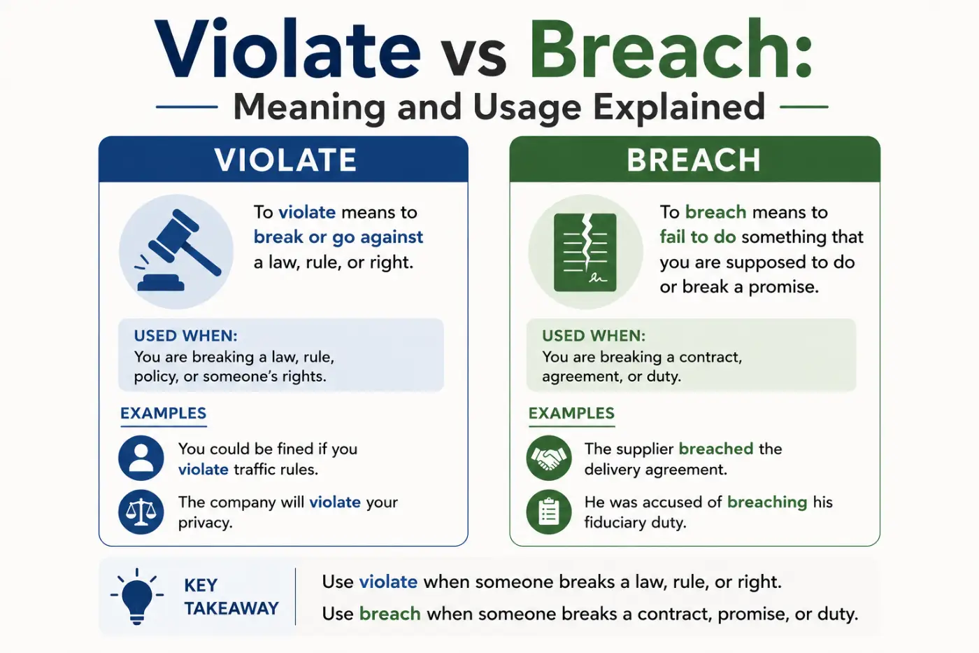 Violate vs Breach: Meaning and Usage Explained