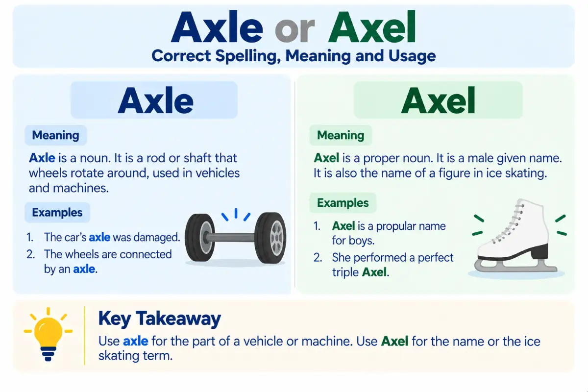 Axle or Axel Correct Spelling Meaning and Usage