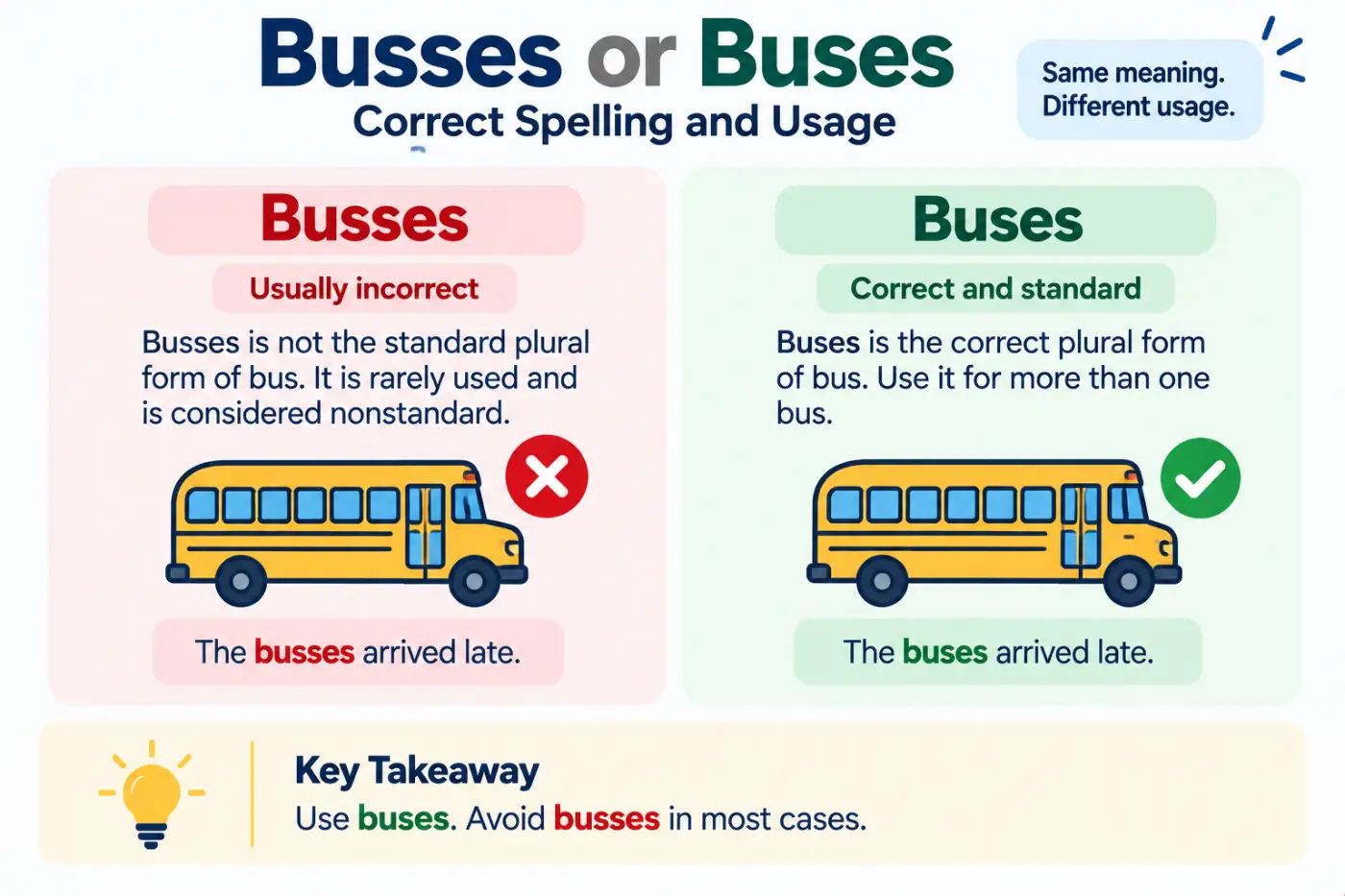 busses or buses Correct Spelling and Usage