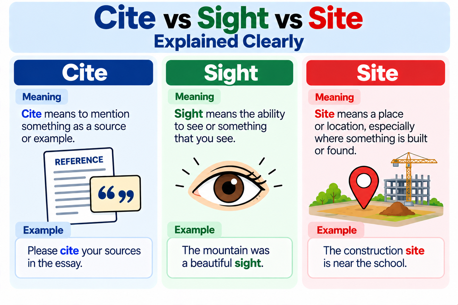 cite vs sight vs site Explained Clearly