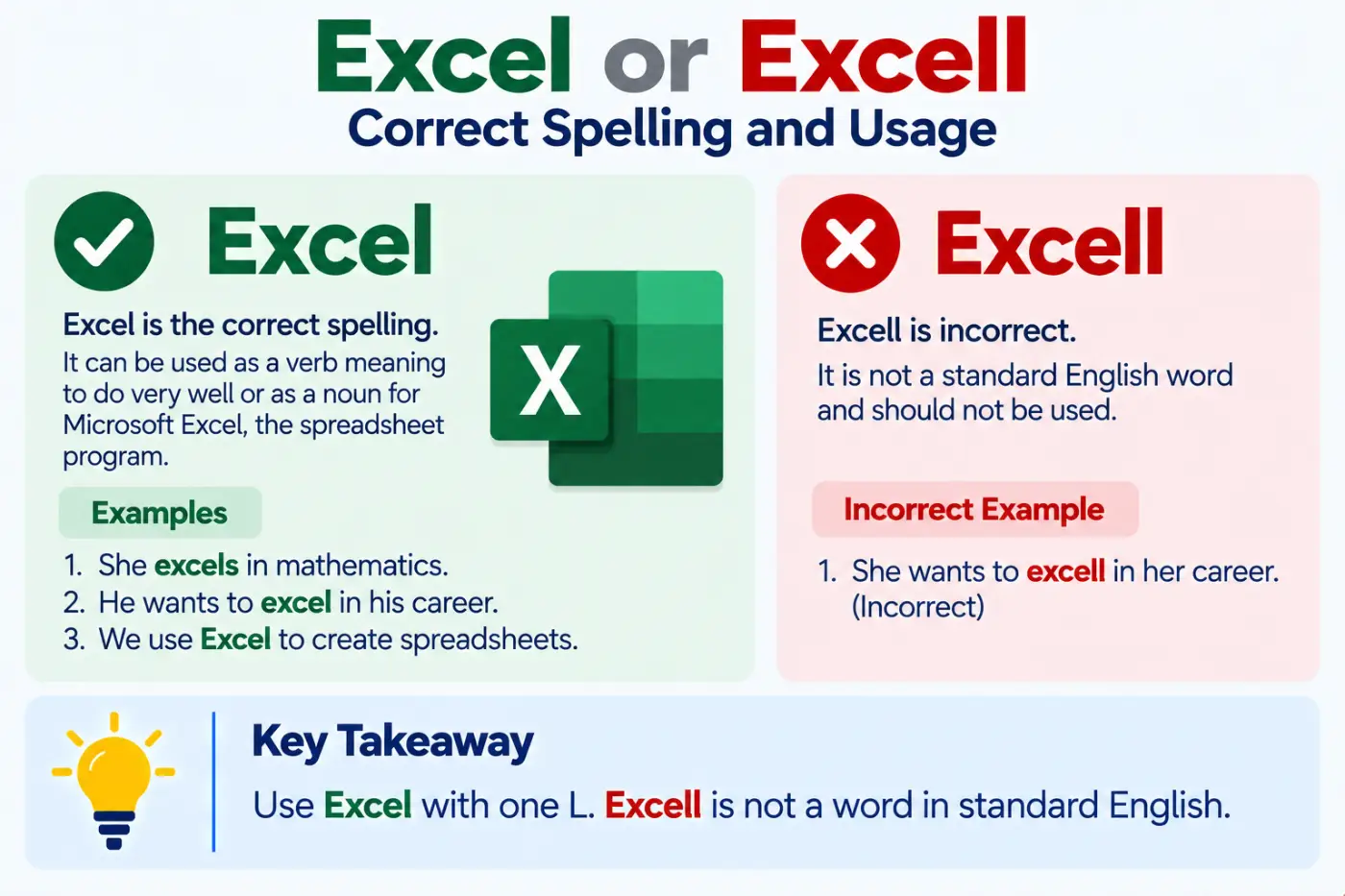 Excel or Excell Correct Spelling and Usage