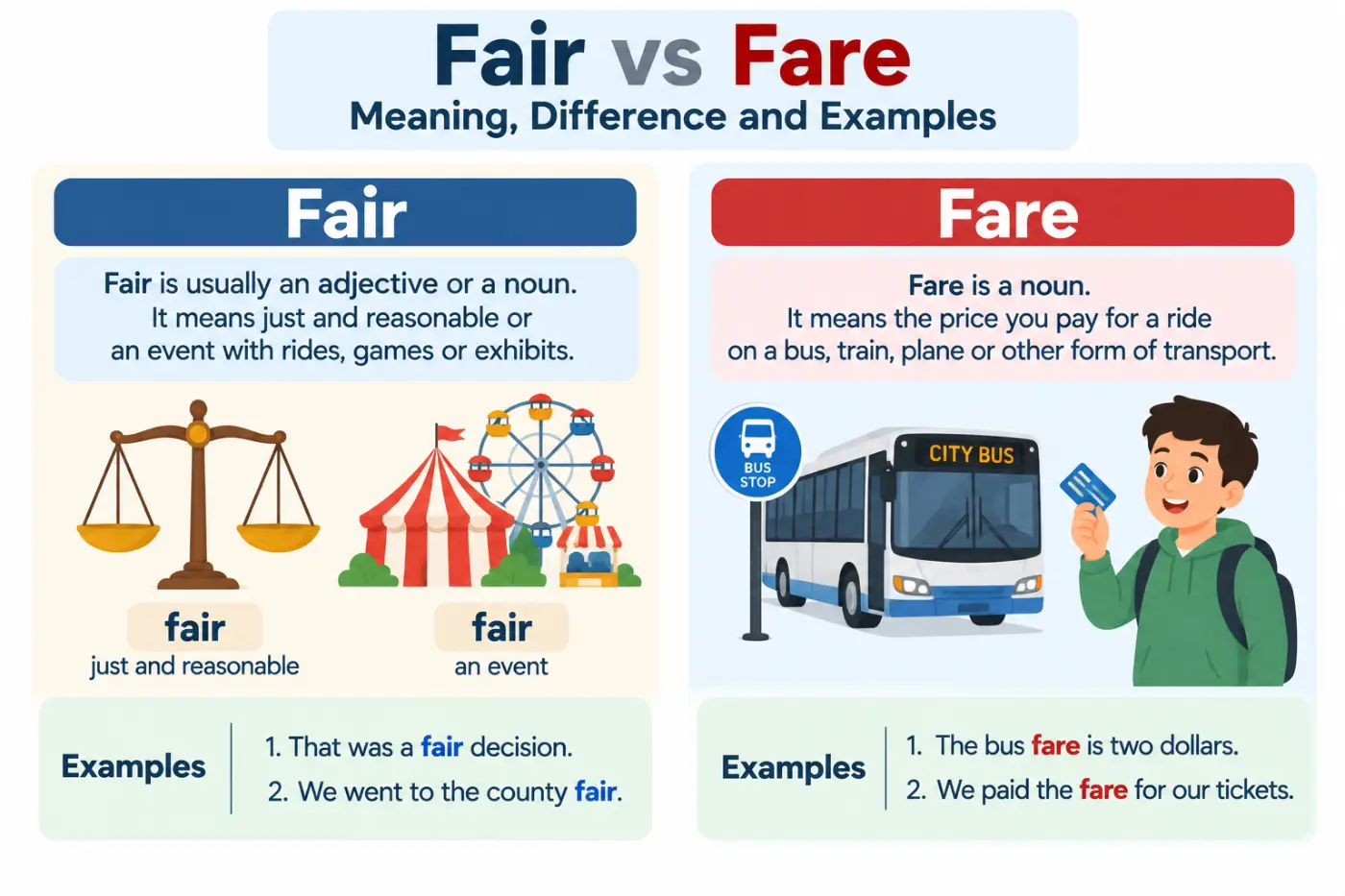 Fair vs Fare: Meaning, Difference and Examples