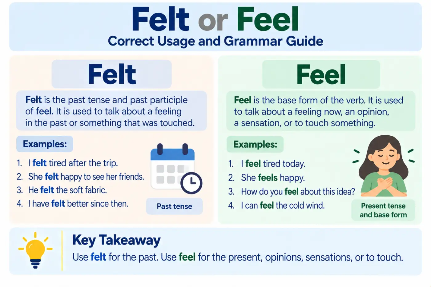 felt or feel Correct Usage and Grammar Guide