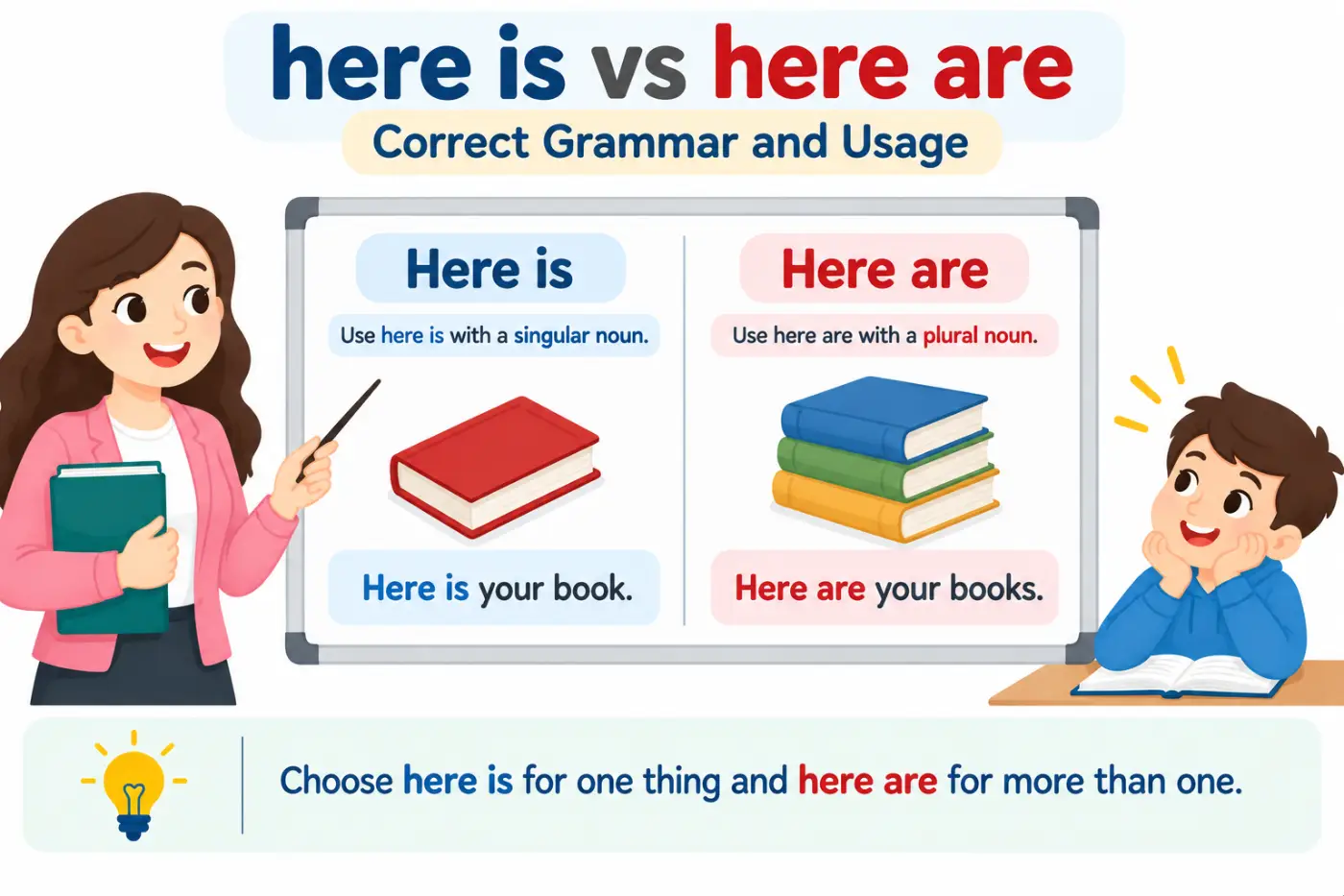 here is vs here are Correct Grammar and Usage