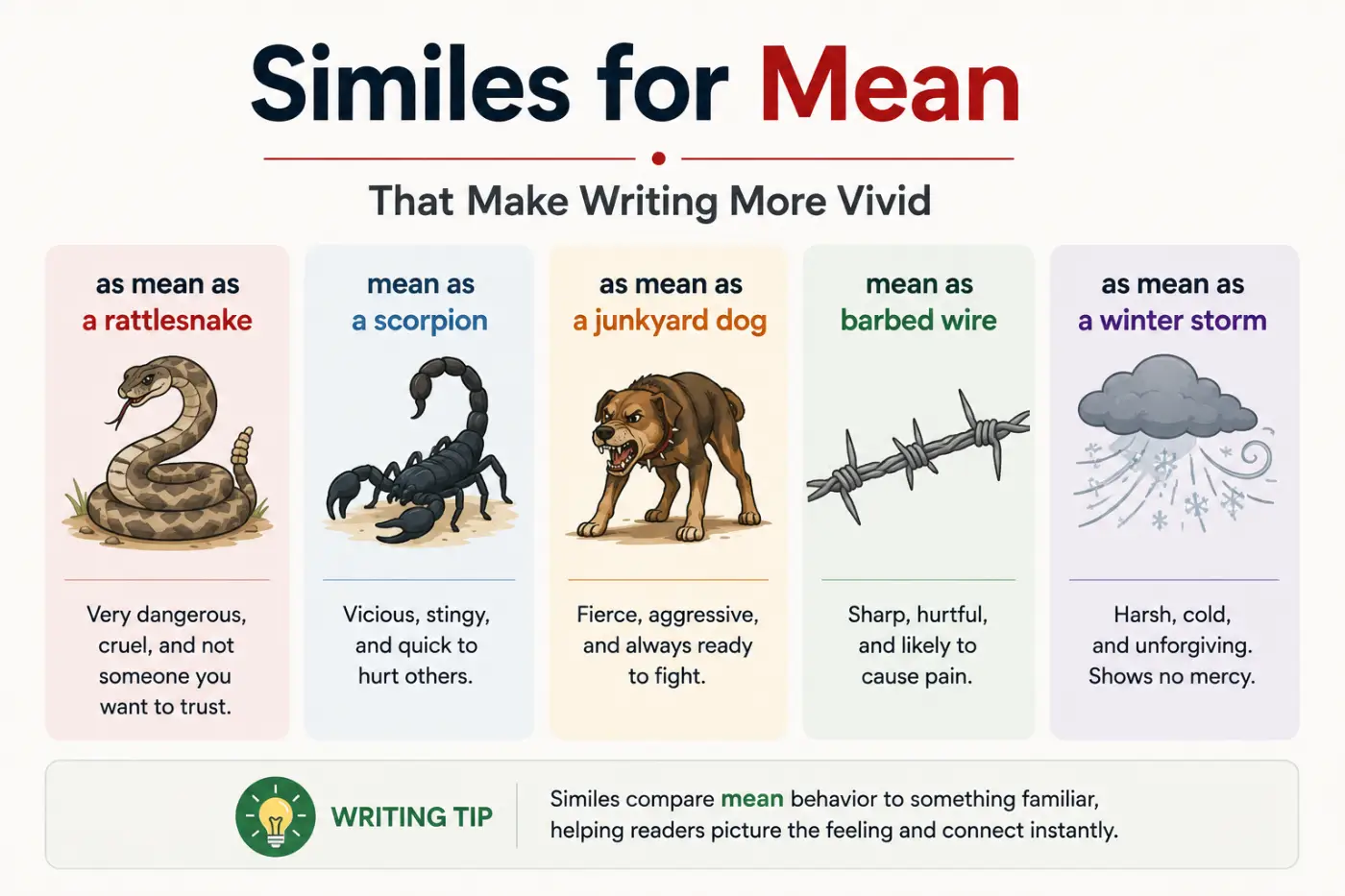 Similes for Mean That Make Writing More Vivid