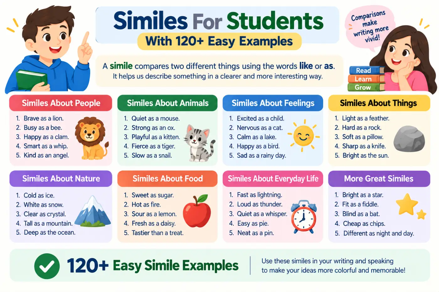 Similes For Students With 120+ Easy Examples