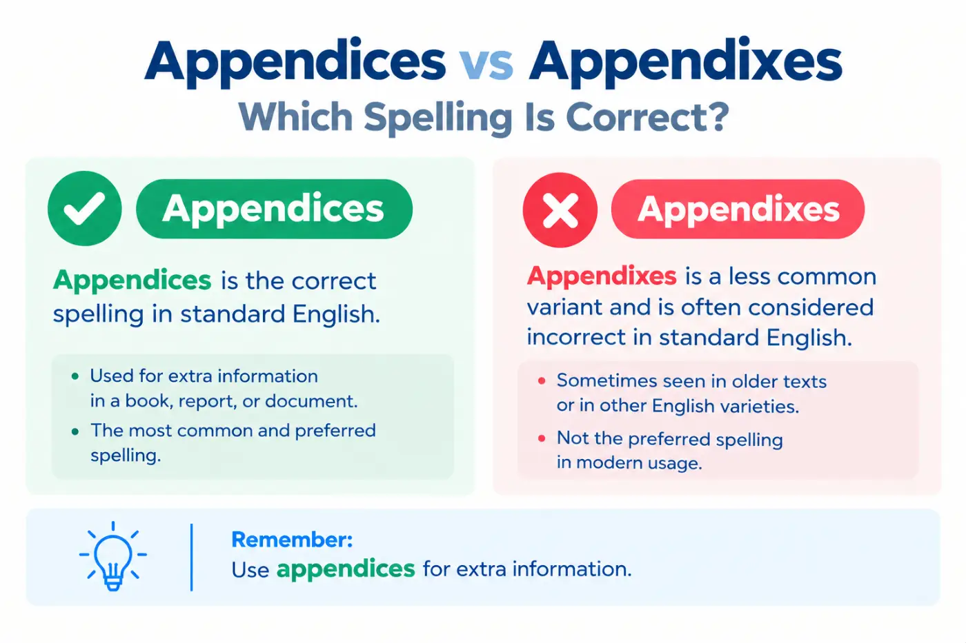 Appendices vs Appendixes Which Spelling Is Correct