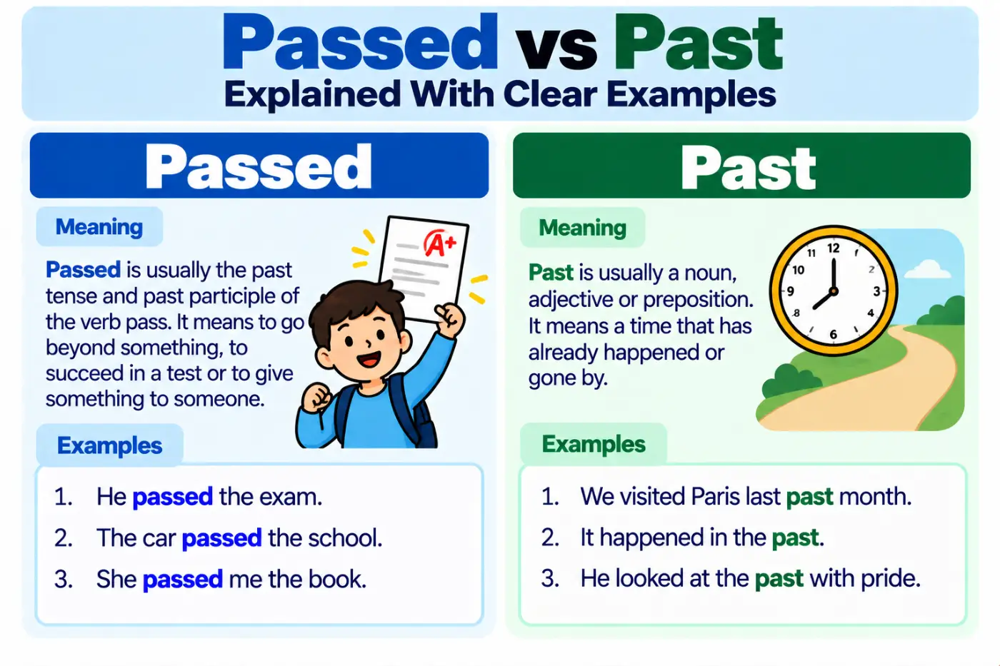 Passed vs Past Explained With Clear Examples