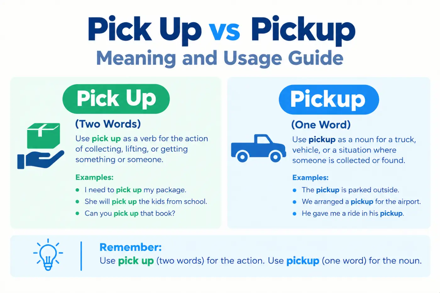 Pick Up vs Pickup Meaning and Usage Guide
